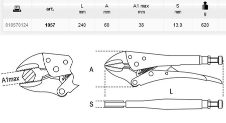 BETA SZCZYPCE NASTAWNE SAMOBLOKUJĄCE 245mm 1057A