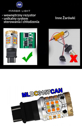 Żarówki LED 9-30V P27/7W 3157 Biało pomarańcz MLDC3157CAN CK