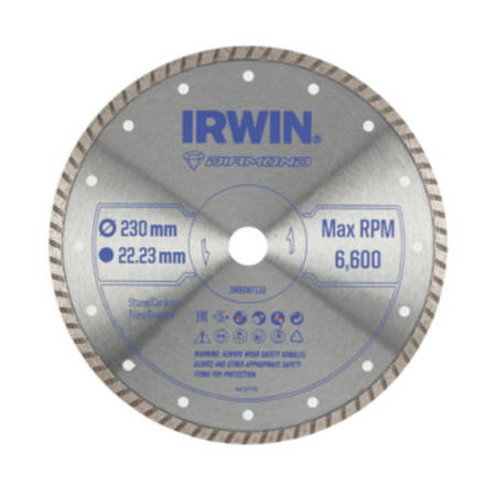 IRWIN TARCZA DIAMENTOWA 230mm x 22,23mm / PEŁNA do kamienia, cegieł, płytek, marmuru i granitu