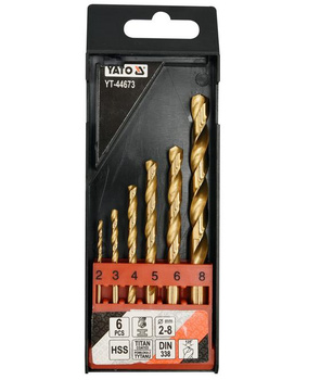 YATO ZESTAW WIERTEŁ DO METALU HSS-TiN  6szt. 2-8mm