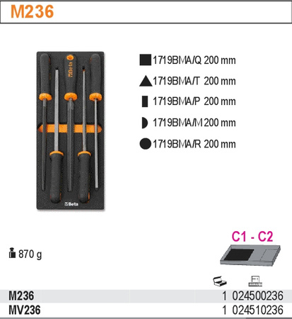 BETA ZESTAW PILNIKÓW 5szt.W MIĘKKIM WKŁADZIE