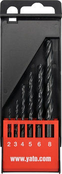 YATO WIERTŁA DO METALU HSS KOMPLET 6szt. 2-8mm 4460