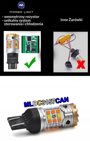 Żarówki USA 3157 P27/7W Biało Pomarańczowa CANBUS