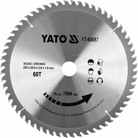 YATO PIŁA TARCZ.WID. 235*60*25,4    60687