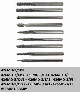 BETA FREZY (pilniki) OBROTOWE Z WĘGLIKA SPIEKANEGO 9szt.