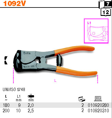 BETA SZCZYPCE TNĄCE CZOŁOWE DŹWIGNIOWE 200mm 1092V/200