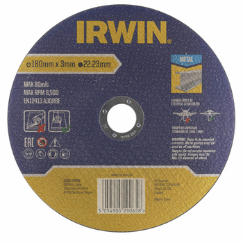 IRWIN TARCZA DO CIĘCIA METALU PŁASKA 180mm x 3,0mm x 22,23mm