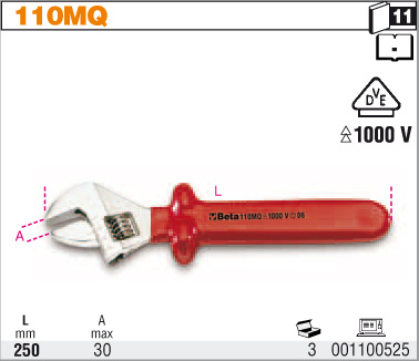 BETA KLUCZ PŁASKI NASTAWNY ZE SKALĄ W mm, W IZOLACJI DO 1000V 110MQ/250