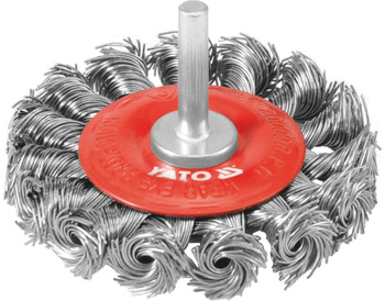 YATO SZCZOTKA TARCZOWA 75mm, Z TRZPIENIEM, DRUT SKRĘCANY  4759