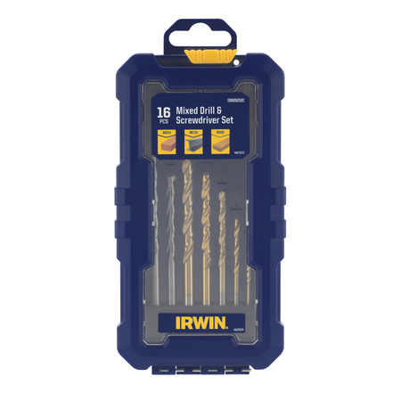 IRWIN KOŃCÓWKI kpl.16szt. 25mm PH1-PH2-PZ1-PZ2-T15-T20-T25 Z ADAPTEREM MAGNETYCZNYM, WIERTŁAMI DO