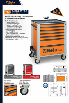 BETA WÓZEK NARZĘDZIOWY 7-SZUFLAD POMARAŃCZOWY/2400C24S5O