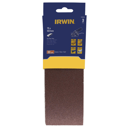 IRWIN PASY BEZKOŃCOWE DO ELEKTRONARZĘDZI 75mm x 457mm, P 80 /do metalu, drewna, farby i tworzyw szt
