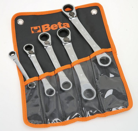 BETA KLUCZE OCZKOWE Z MECHANIZMEM ZAPADKOWYM DWUKIERUNKOWYM DWUNASTOKĄTNE KOMPLET 5 elem.