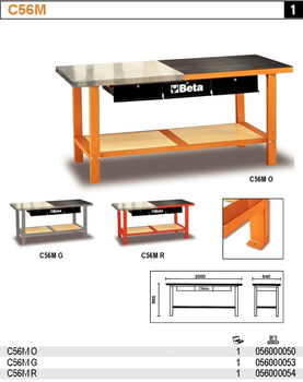 BETA STÓŁ WARSZTATOWY C56MR CZERWONY