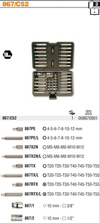 BETA KOŃCÓWKI WKRĘTAKOWE Z CHWYTEM 10 MM I Z 2 AKCESORIAMI W PUDEŁKU – ZESTAW 52szt