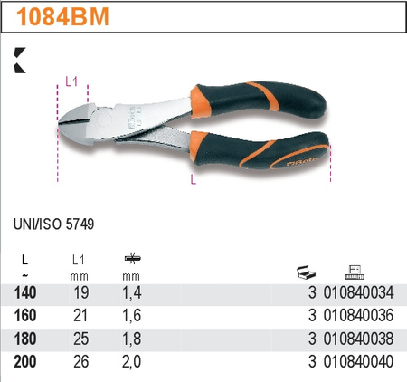 BETA SZCZYPCE TNĄCE BOCZNE, WZMOCNIONE, RĘKOJEŚCI Z KOMPOZYTU DWUMATERIAŁOWEGO 180mm