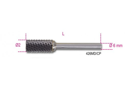 BETA PILNIK OBROTOWY Z WĘGLIKA SPIEKANEGO, WALCOWY  12 x 25 mm, TRZPIEŃ 6mm 426MD/CP12