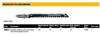 DEWALT BRZESZCZOT DO WYRZYNARKI 100x4mm T144DP DREWNO /5szt. /POGRUBIONY