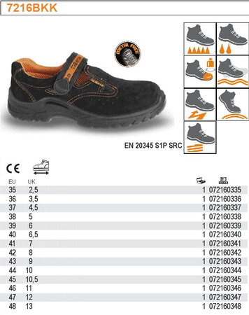 BETA SANDAŁY ROBOCZE ZAMSZOWE ROZMIAR 43 7216BKK