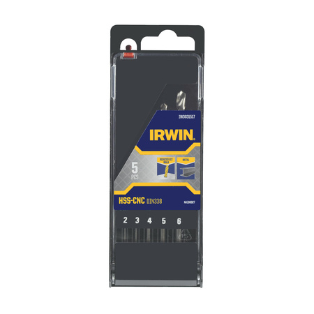 IRWIN WIERŁO METAL HSS-CNC DIN338 kpl. 5szt. 2-3-4-5-6mm w kasecie