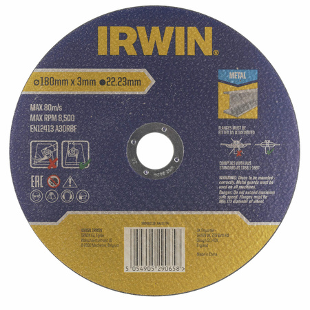 IRWIN TARCZA DO CIĘCIA METALU PŁASKA 180mm x 3,0mm x 22,23mm