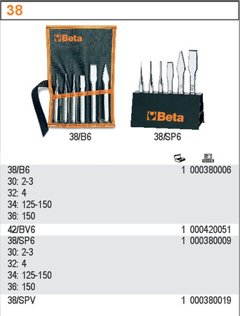BETA ZESTAW PRZECINAKÓW W POKROWCU 6szt./38/B6