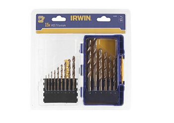 IRWIN ZESTAW 15szt. HSS TiS 1.5mm, 2mm, 3.5mm, 4mm, 4.5mm 5mm, 5.5mm, 6mm, 6.5mm, 7mm, 8mm, 9mm, 10m