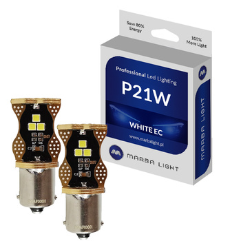 Żarówki P21W LED 9 LED 9-24V MLEC Biała 6000k