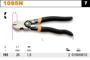 BETA SZCZYPCE TNĄCE BOCZNE DŹWIGNIOWE, RAMIONA POKRYTE PODWÓJNĄ WARSTWĄ PCV 160mm