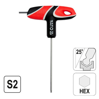YATO KLUCZ TRZPIENIOWY IMBUS / HEX, Z RĘKOJEŚCIĄ  3,0mm KULA