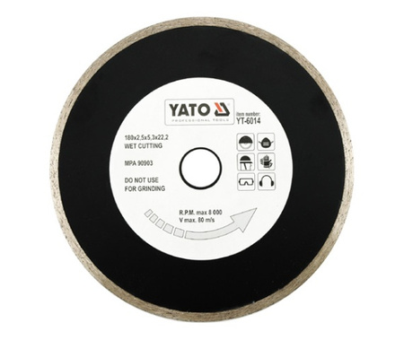 YATO TARCZA DIAMENTOWA PEŁNA 180 x 22,2mm    6014