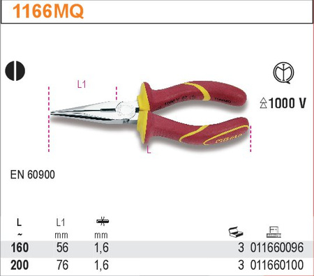 BETA SZCZYPCE PÓŁOKRĄGŁE, W IZOLACJI DO 1000V 200mm 1166MQ200