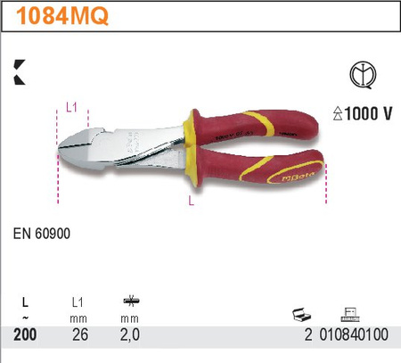 BETA SZCZYPCE TNĄCE BOCZNE, WZMOCNIONE, W IZOLACJI DO 1000V 200mm