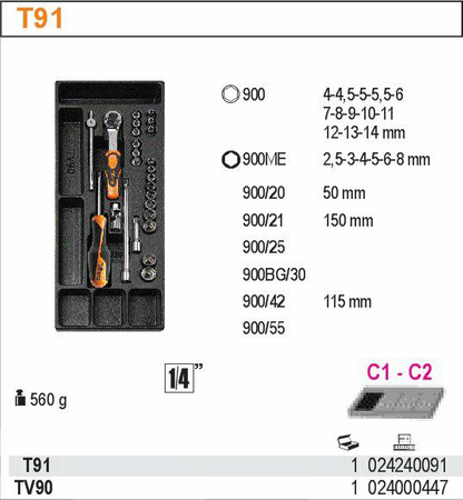 BETA ZESTAW NARZĘDZI 25szt.WE WKŁADCE Z TWORZYWA
