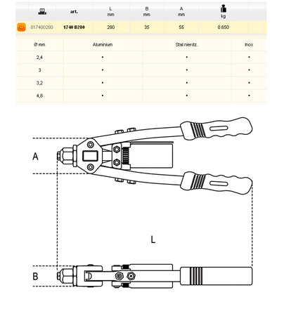 BETA NITOWNICA DŹWIGNIOWA 280mm 1740B