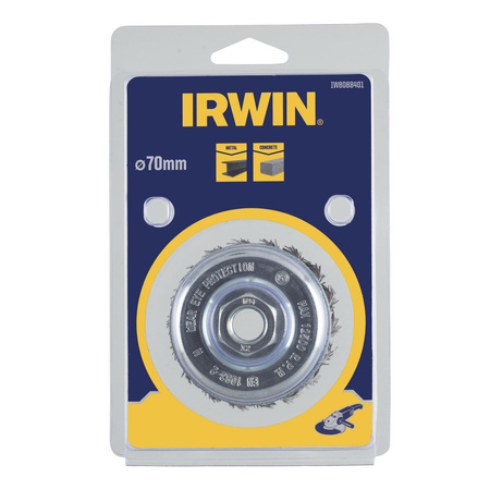 IRWIN SZCZOTKA DOCZOŁOWA M14 70mm z drutu plecionego do szlifierek kątowych do metalu i betonu