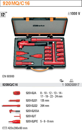BETA ZESTAW NASADEK 1/2"W IZOLOWANYCH 16szt./920MQ/C16