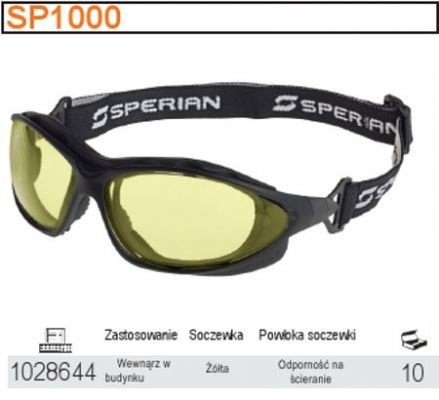 BETA OKULARY OCHRONNE BETA SP1000 CZARNE, SOCZEWKI ŻÓŁTE
