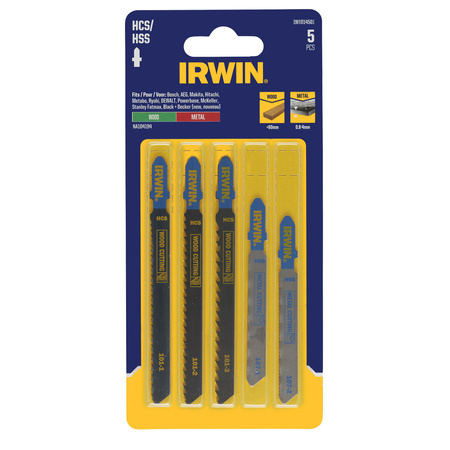 IRWIN BRZESZCZOT HCS/HSS DO WYRZYNARKI / TYP T kpl. 5szt. METAL (0,8-4 mm), DREWNO (<60mm), w blist