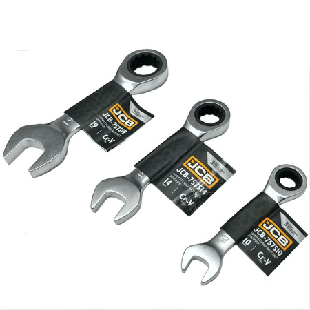 JCB KLUCZ OCZKOWY Z GRZECHOTKĄ  KRÓTKI 19mm