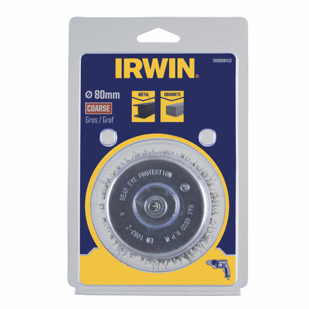 IRWIN SZCZOTKA DOCZOŁOWA Z TRZPIENIEM 80mm z grubego drutu stalowego średnica do metalu i betonu