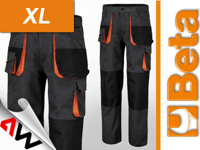 BETA SPODNIE ROBOCZE, PŁÓTNO T/C, 260 g/m2, ZE WSTAWKAMI OXFORD, SZARE 7900E – ROZMIAR XL