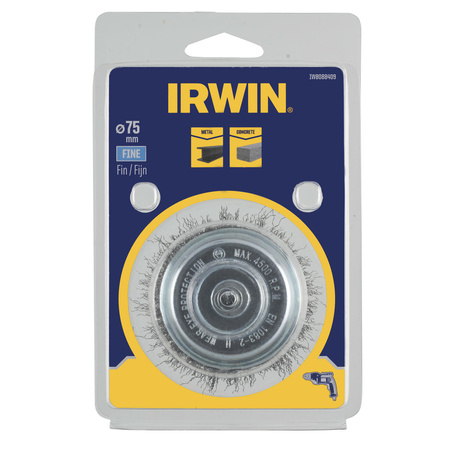 IRWIN SZCZOTKA DOCZOŁOWA Z TRZPIENIEM 75mm z drobnego drutu stalowego średnica do metalu i betonu