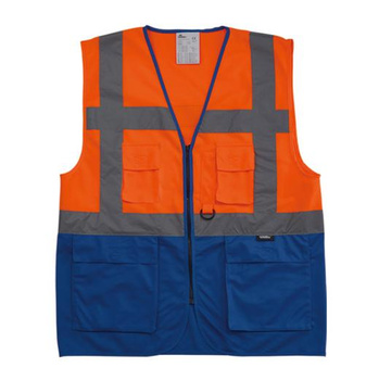 KAMIZELKA OSTRZEGAWCZA POMARAŃCZOWO - NIEBIESKA ROZMIAR XL