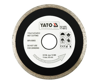 YATO TARCZA DIAMENTOWA PEŁNA 115 x 22,2mm     6012