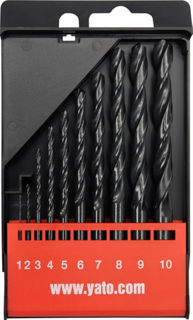 YATO WIERTŁA DO METALU HSS KOMPLET 10szt. 1-10mm 4461