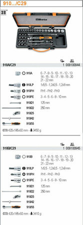 BETA ZESTAW 29 ELEMENTÓW 3/8" 910A/C29..