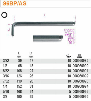 BETA KLUCZ KĄTOWY CALOWY 5/32"