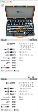 BETA ZESTAW NASADEK 1/2"38szt+AKCESORIA /920B/C33
