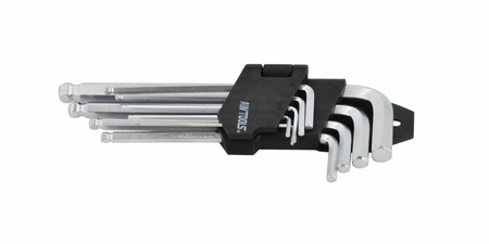 AWTOOLS KLUCZE IMBUSOWE SZEŚCIOKĄTNE Z KULKĄ / 1,5-10mm / 9 elem. 1.5/2/2.5/3/4/5/7/8/10mm